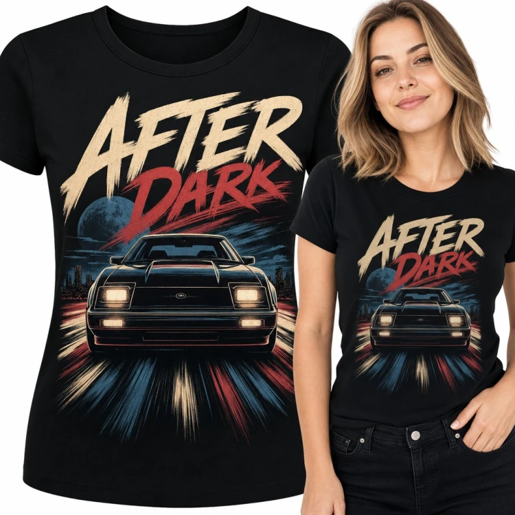 Koszulka damska „After Dark” - retro auto sportowe nocą w mieście