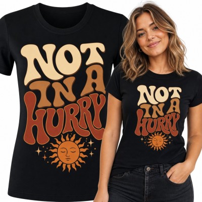 Koszulka damska retro „Not in a hurry” ze śpiącym słońcem