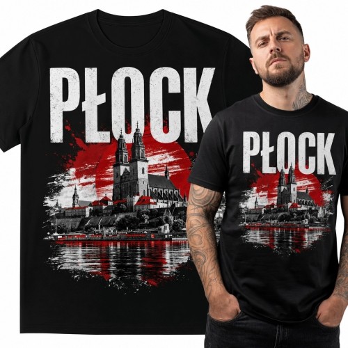 Koszulka męska „Płock” - panorama miasta nad Wisłą