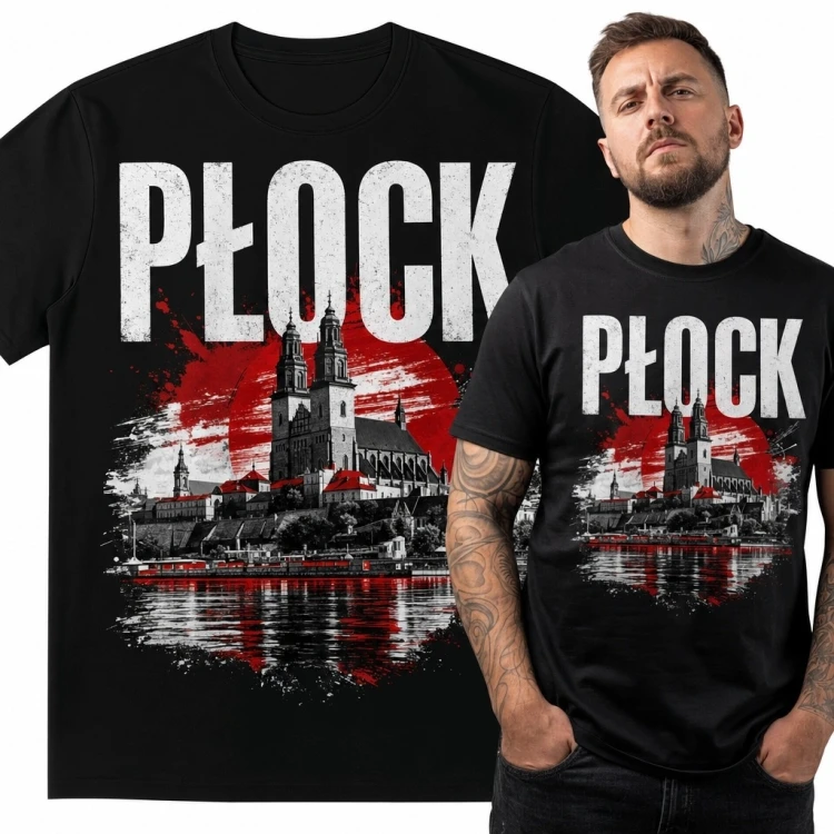 Koszulka męska „Płock” - panorama miasta nad Wisłą