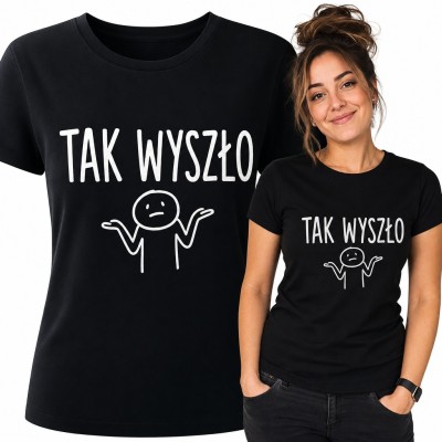 Koszulka damska „Tak wyszło” - ludzik wzruszający ramionami