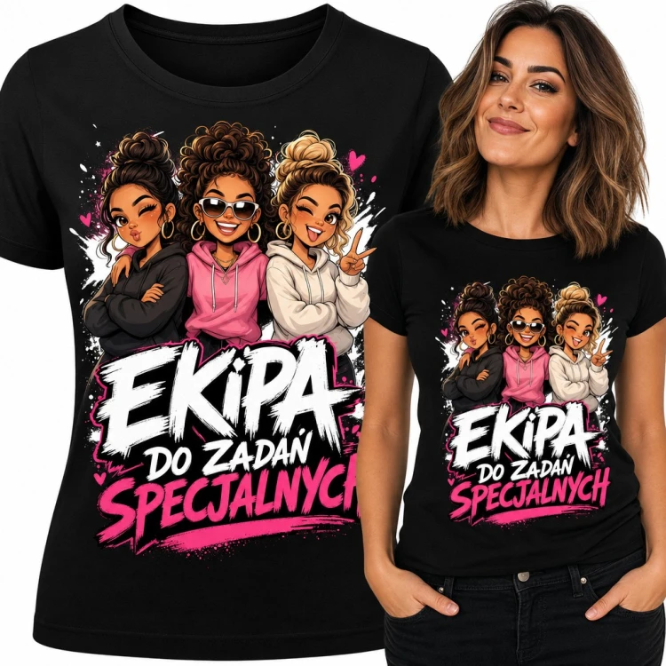 Koszulka damska „Ekipa do zadań specjalnych” - trzy przyjaciółki w stylu streetwear
