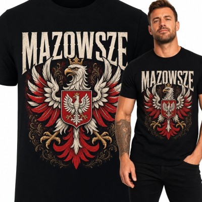 Koszulka męska „Mazowsze” - heraldyczny biały orzeł