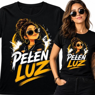 Koszulka damska „Pełen luz” - wyluzowana dziewczyna w okularach streetwear