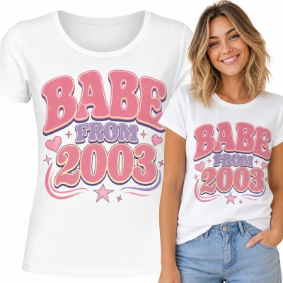 Koszulka damska „Babe from 2003” - retro napis na 23 urodziny