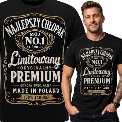 Koszulka męska z retro emblematem „Najlepszy chłopak - Mój No.1 na świecie”