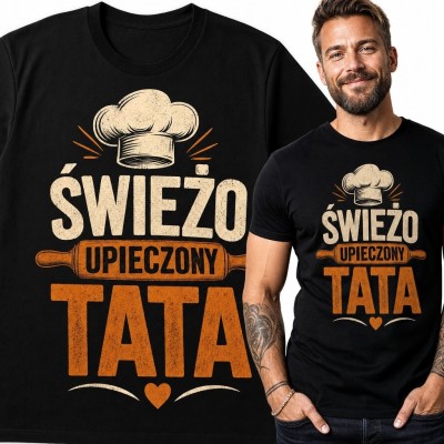 Koszulka męska dla świeżo upieczonego taty „Świeżo upieczony tata” - zabawny nadruk retro