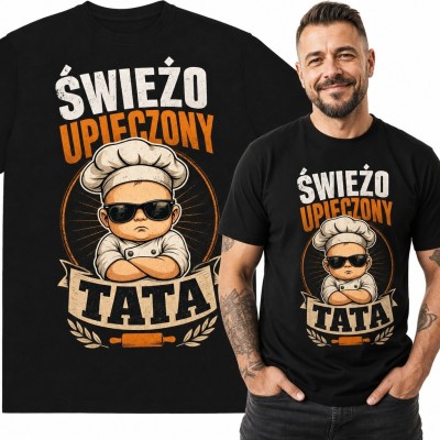 Koszulka męska „Świeżo upieczony tata” - niemowlę w czapce kucharskiej