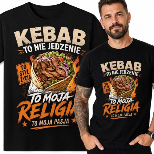 Koszulka męska z kebabem „Kebab to nie jedzenie - to moja religia”