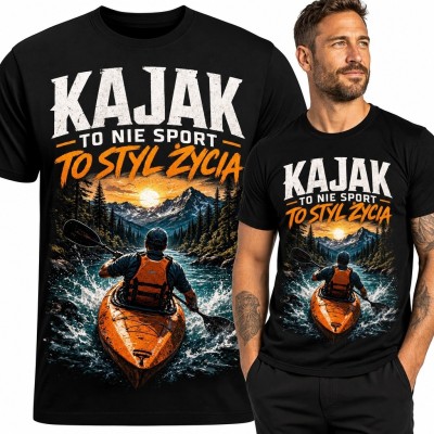 Koszulka męska dla kajakarza „Kajak to nie sport to styl życia” - spływ górską rzeką