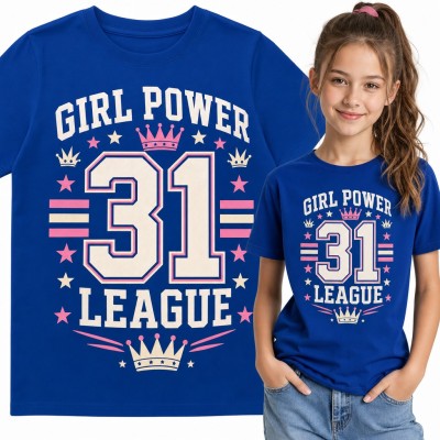 Koszulka dziewczęca „Girl Power 31 League” - sportowy numer z koronami
