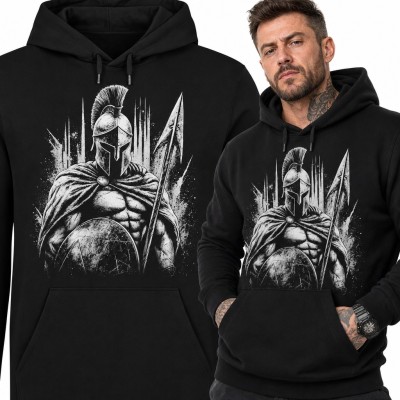 Bluza męska z kapturem - grecki hoplita w pelerynie z włócznią