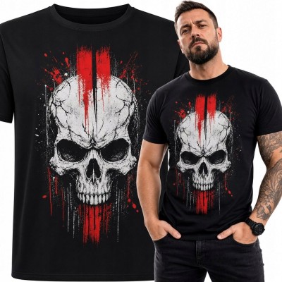 Koszulka męska z dużą czaszką w stylu grunge