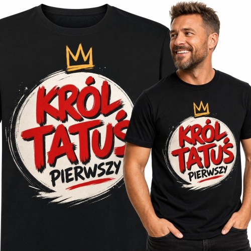 Koszulka męska dla taty z koroną „Król Tatuś Pierwszy”