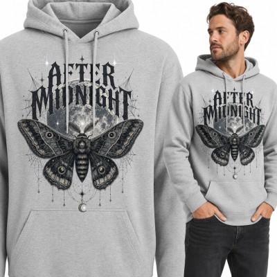Bluza męska z kapturem - gotycka ćma i pełnia księżyca „After Midnight”