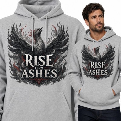 Bluza męska z kapturem - czarny feniks „Rise from ashes”