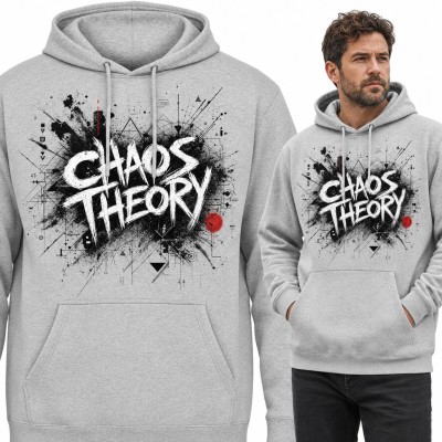Bluza męska z kapturem „Chaos Theory” - graffiti na tle rozprysku i geometrii