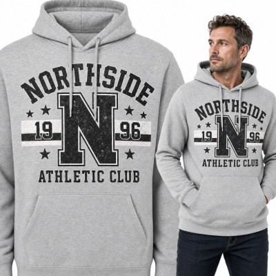 Bluza męska z kapturem - „Northside Athletic Club” w stylu college z literą N i rokiem 1996
