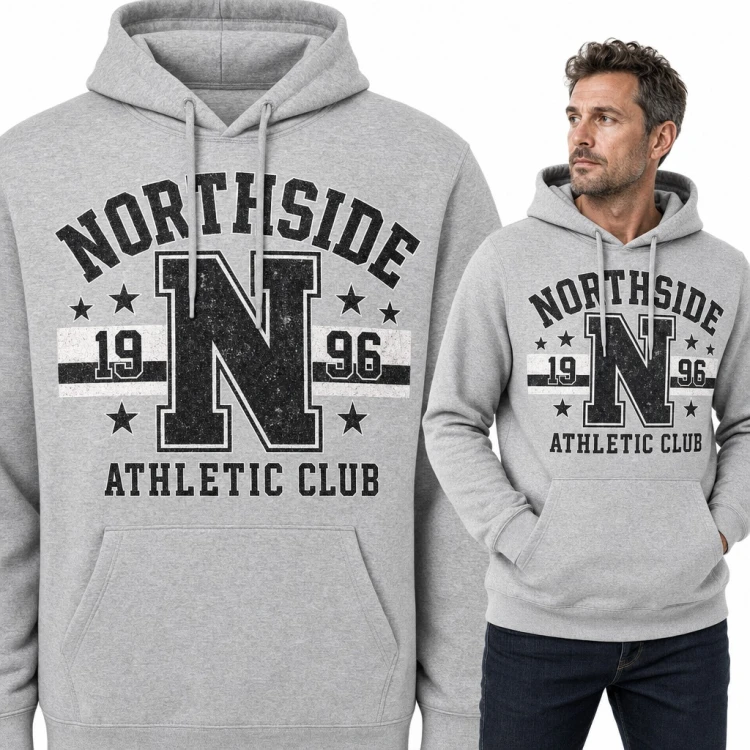 Bluza męska z kapturem - „Northside Athletic Club” w stylu college z literą N i rokiem 1996