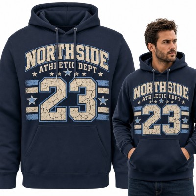 Bluza męska z kapturem - „Northside Athletic Dept 23” w stylu college retro