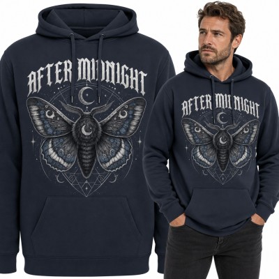 Bluza męska z kapturem - gotycka ćma z półksiężycem „After Midnight”