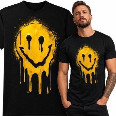 Koszulka męska z topniejącą buźką smiley - graffiti streetwear