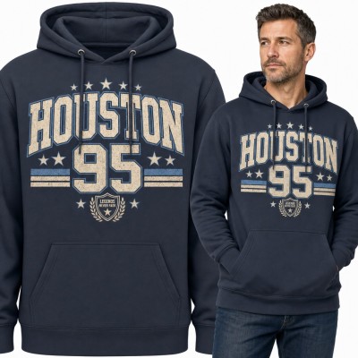 Bluza męska z kapturem - „Houston 95” w stylu varsity z herbem Legends Never Fade