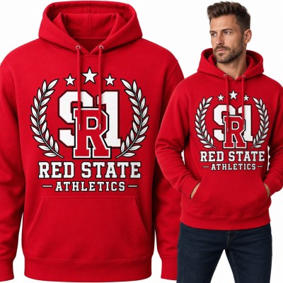 Bluza męska z kapturem - college „Red State Athletics” z laurem i gwiazdami