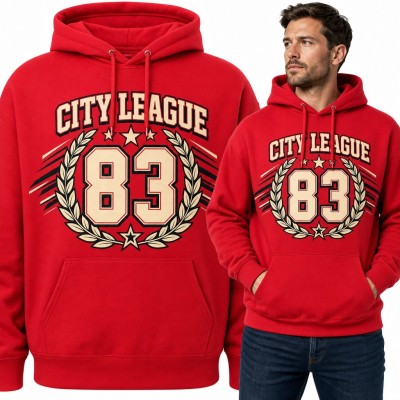 Bluza męska z kapturem - „City League 83” w stylu college z wieńcem laurowym
