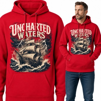 Bluza męska z kapturem - statek pod pełnymi żaglami „Uncharted Waters”