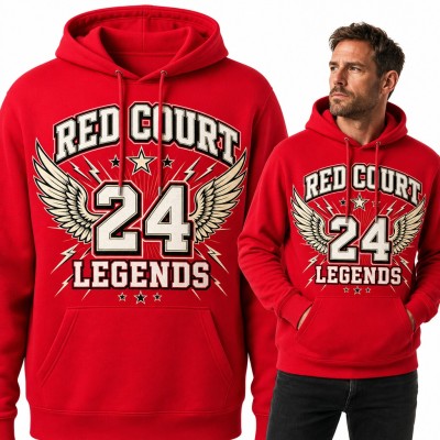Bluza męska z kapturem „Red Court 24 Legends” - koszykarski emblemat ze skrzydłami