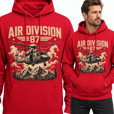 Bluza męska z kapturem - wojskowy helikopter nad górami „Air Division 87”
