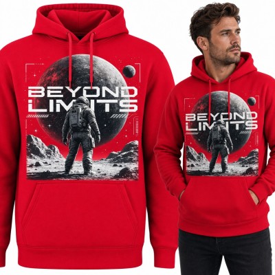 Bluza męska z kapturem - astronauta na Księżycu „Beyond limits”