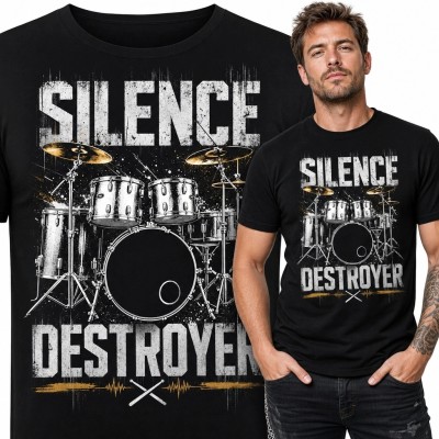 Koszulka męska z perkusją „Silence Destroyer” - rockowy nadruk