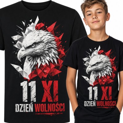Koszulka chłopięca z geometrycznym orłem „11 XI Dzień Wolności” - Święto Niepodległości