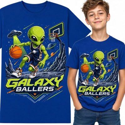 Koszulka chłopięca „Galaxy Ballers” - kosmita koszykarz z UFO dla fana koszykówki