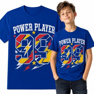 Koszulka chłopięca „Power Player 99” - sportowy numer z błyskawicami