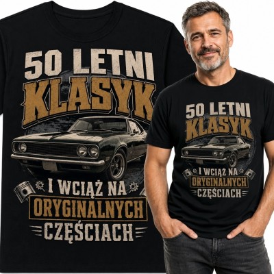 Koszulka męska na 50 urodziny z klasycznym autem - „50 letni klasyk”