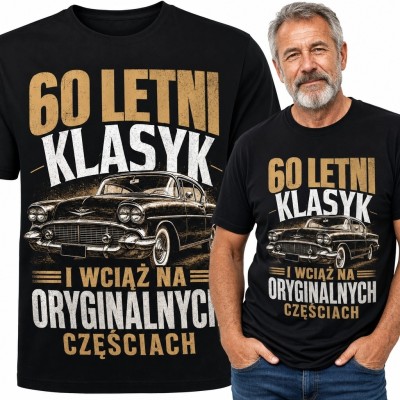 Koszulka męska z klasycznym autem „60-letni klasyk” na 60 urodziny