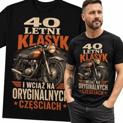 Koszulka męska z motocyklem „40 letni klasyk” na 40 urodziny