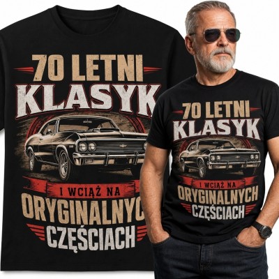 Koszulka męska na 70 urodziny „70 letni klasyk” - klasyczny samochód