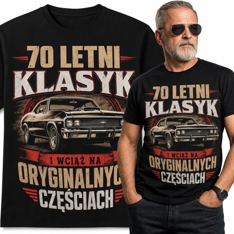 Koszulka męska na 70 urodziny „70 letni klasyk” - klasyczny samochód