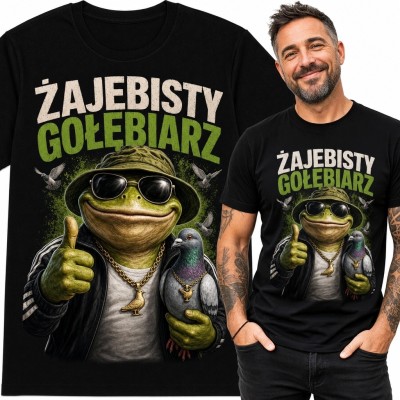 Koszulka męska dla gołębiarza „Żajebisty gołębiarz” - humorystyczny nadruk