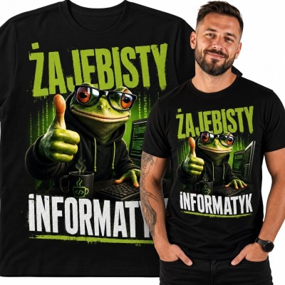 Koszulka męska dla informatyka z żabą „Żajebisty informatyk”
