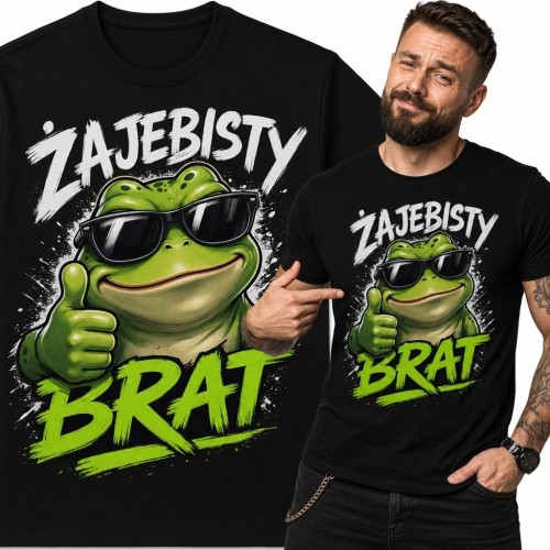 Koszulka męska dla brata z żabą „Zajebisty brat” - śmieszny nadruk