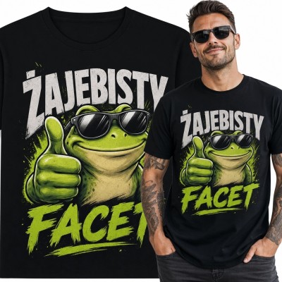 Koszulka męska z żabą i napisem „Żajebisty facet” - humorystyczny wzór