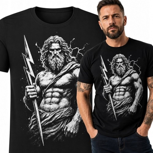 Koszulka męska z Zeusem i piorunem - mitologia grecka