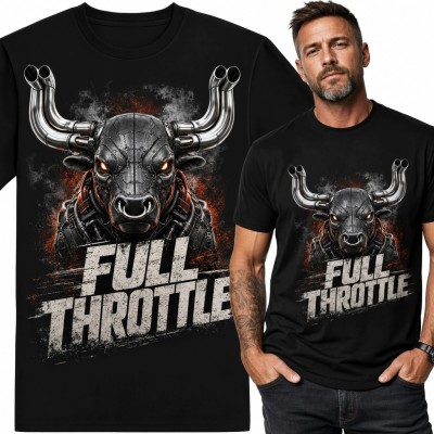 Koszulka męska z mechanicznym bykiem „Full Throttle” - motoryzacyjny wzór