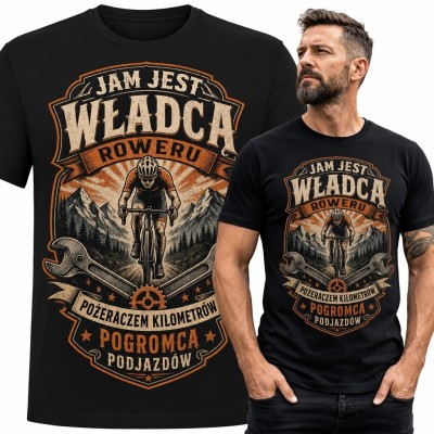 Koszulka męska dla kolarza górskiego „Jam jest władcą roweru” - wzór retro MTB