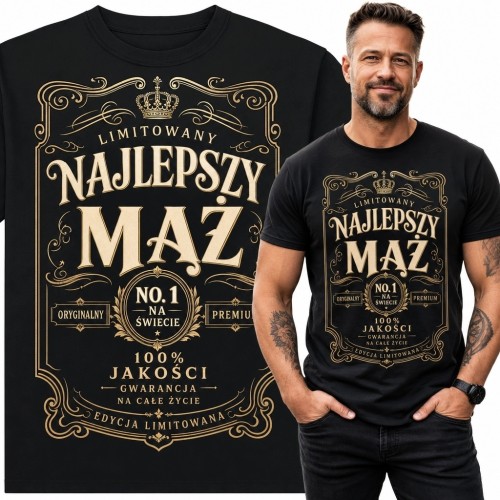 Koszulka męska dla męża „Najlepszy mąż” - „No. 1 na świecie”
